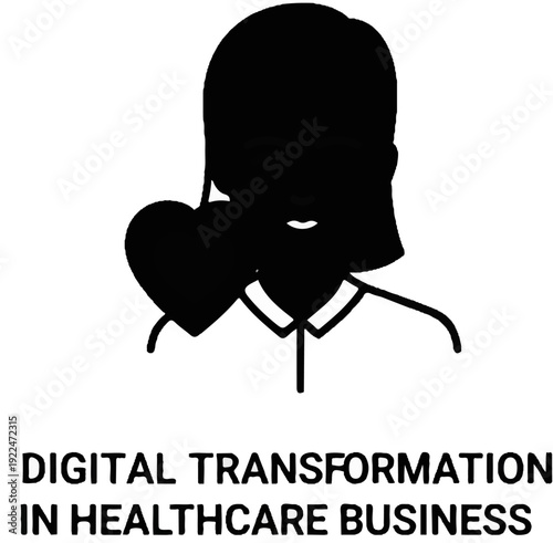 Silhouette of a person with a heart over their chest, symbolizing care