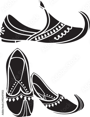 Traditional islamic turkish or moroccan slippers, ornate djellaba shoes, symbol of cultural heritage and ethnic footwear