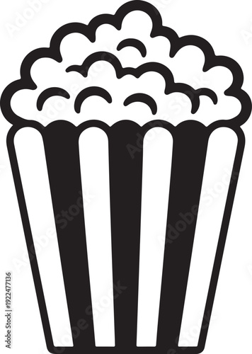 simple black an white popcorn vector silhouette isolated on a white background