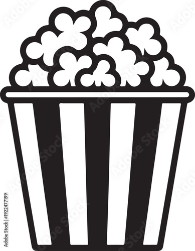 simple black an white popcorn vector silhouette isolated on a white background