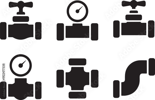 Simple black pipe set vector illustration collection