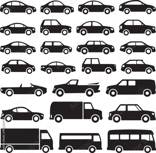 Simple car front and side (gray silhouette