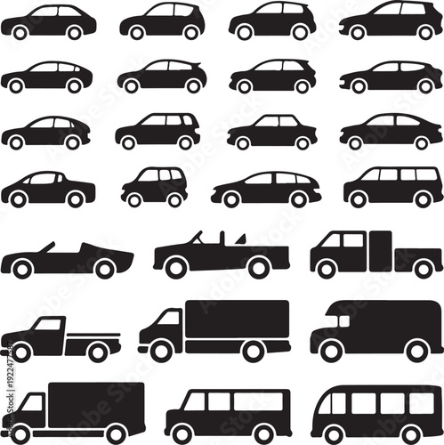 Simple car front and side (gray silhouette