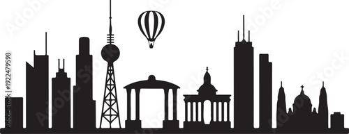 Skyline Berlin als Vektor Kontur