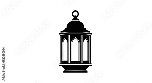 Traditional Black Metal Lantern Illustration Design.