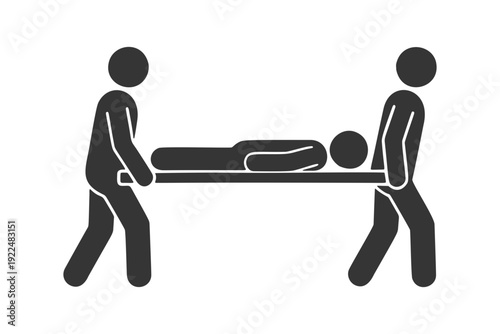 担架で運ばれる人物のシルエットアイコン