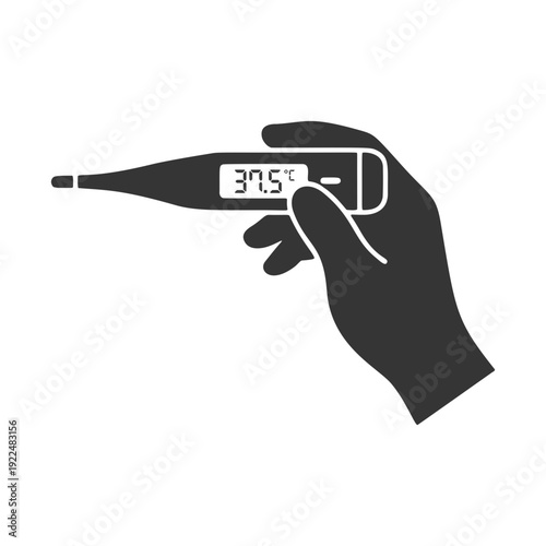 発熱を示す体温計のシルエットアイコン