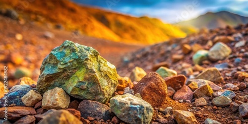 Mineral deposit of uranium in rocky terrain