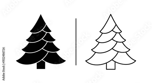 Christmas tree, black and white, minimalist, holiday, festive, vector, illustration Vector