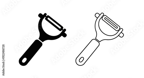 Black and white potato ricer kitchen utensil isolated on white background Vector