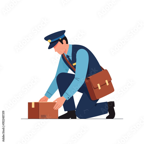 Postman delivering package, uniform, service, mail delivery, postal worker