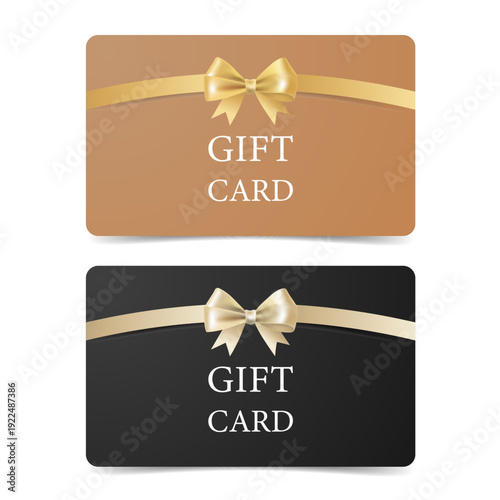 A gift voucher with a realistic bow. Vector illustration