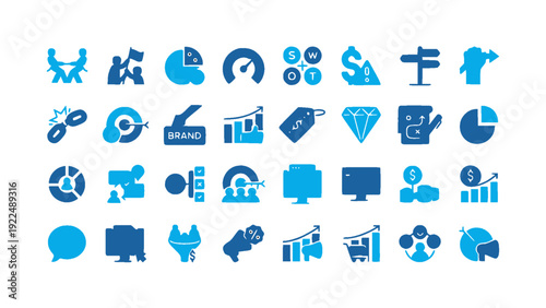 Environmental technology and recycling icon set featuring renewable energy, waste management, eco transport, conservation, and green innovation symbols.