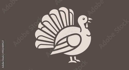 Illustration of a proud turkey displaying its feathers from a side viewpoint