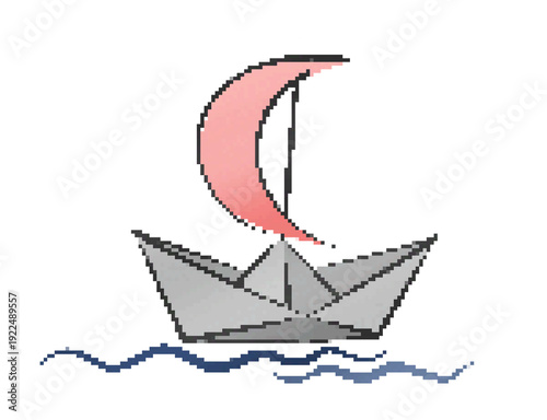 Drawing of the pixel boat with a sail.