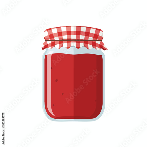 Colorful Glass Jar Filled with Fresh Homemade Jam for Breakfast or Cooking