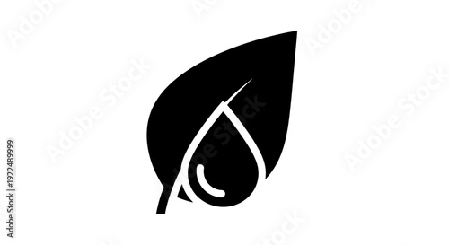 Simple black leaf icon with water drop silhouette.