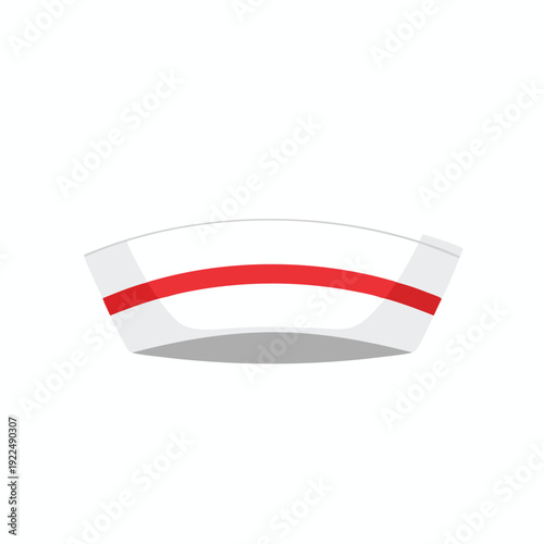 White Sailor Cap with Red Stripe