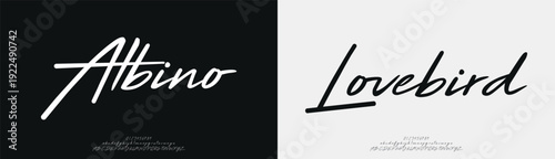 Albino Lovebird, Script elegant alphabet beauty logo font. Classic beautiful Modern luxury Serif Letter Minimal Fashion. Typography decoration logotype fonts, wedding, logos. vector illustration
