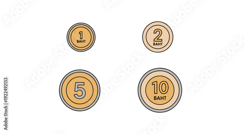 Baht Coin Line art dynamic creative tone vector