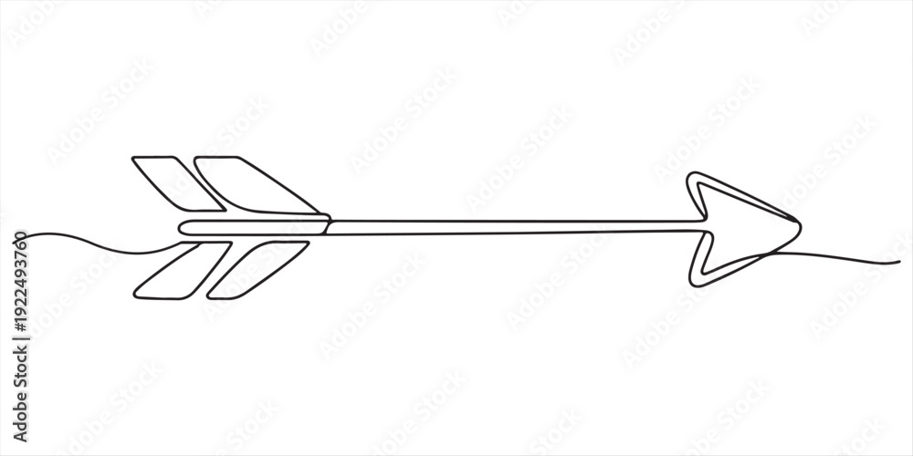Fototapeta premium Arrow pointing right, line continuous drawing vector. One line Arrow pointing right, abstract line art illustration, arrow pointing, minimalist pro vector concept.