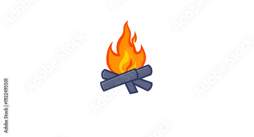 campfire, fire, flame, bonfire, camping, cartoon, illustration, outdoor, nature, camp, wood, logs, burning, heat, warm, night, adventure, forest, wilderness, travel, holiday, vacation, picnic, surviva