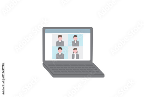 リモート会議が表示されているノートパソコン