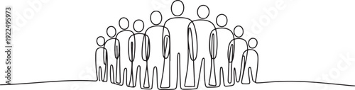 Diverse crowd of people in continuous line drawing style with simple black lines .Crowd People Continuous Line Drawing on white background for social media illustration
