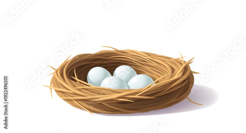nest, eggs, icon, isolated, bird, nature, wildlife, spring, hatch, family, home, shelter, incubation, breeding, motherhood, care, protection, organic, natural, rural, forest, tree, branch, straw, twig