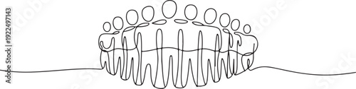 Diverse crowd of people in continuous line drawing style with simple black lines .Crowd People Continuous Line Drawing on white background for social media illustration