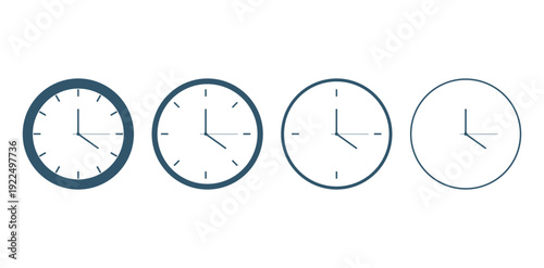 Set of Vector Time clock icons, Clocks icon collection symbol illustration design
Clock icons in thin line style