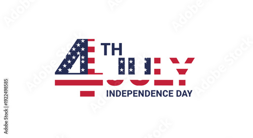 Independence day typography for fourth of july celebration featuring the united states flag colors and patterns in a creative design.