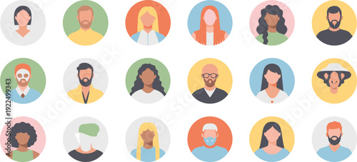 Flat avatar icons set diverse people profile pictures modern user interface design concept