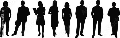 Business people silhouettes standing in formal attire isolated on white background corporate team concept illustration