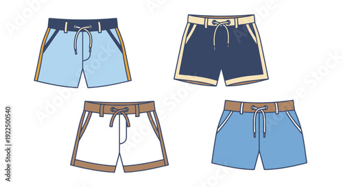 Bermuda Shorts Line minimal bold color vector