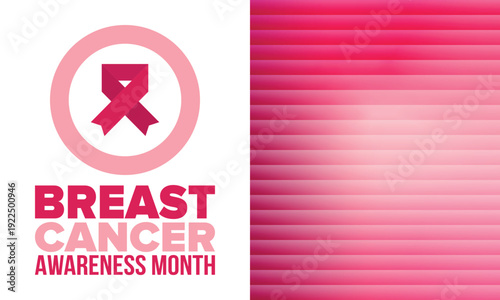 Breast Cancer Awareness Month. Pink october. Pink ribbon. Woman healthcare. Celebrate annual. Medic concept. Girl solidarity. Cancer prevention. Female disease. Poster, banner and background. Vector