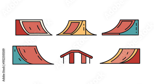 Bicycle Ramp Line modern soft color vector