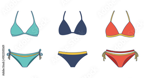 Bikini Set Line art abstract colorful design illustration