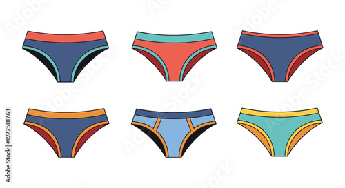 Bikini Brief Line shape color vector design
