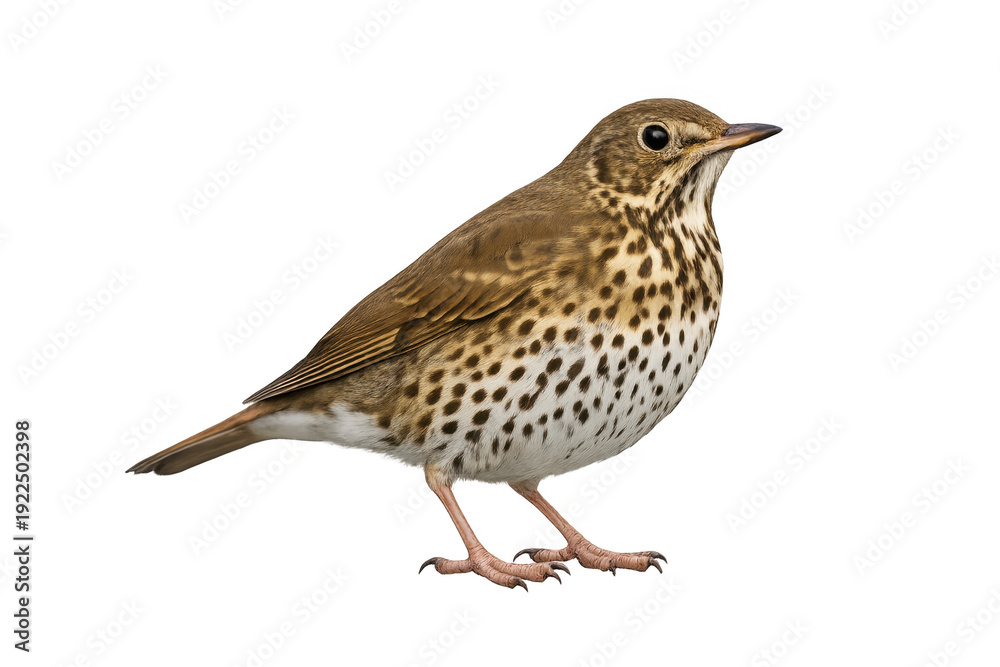 Fototapeta premium Song thrush bird standing isolated on transparent background