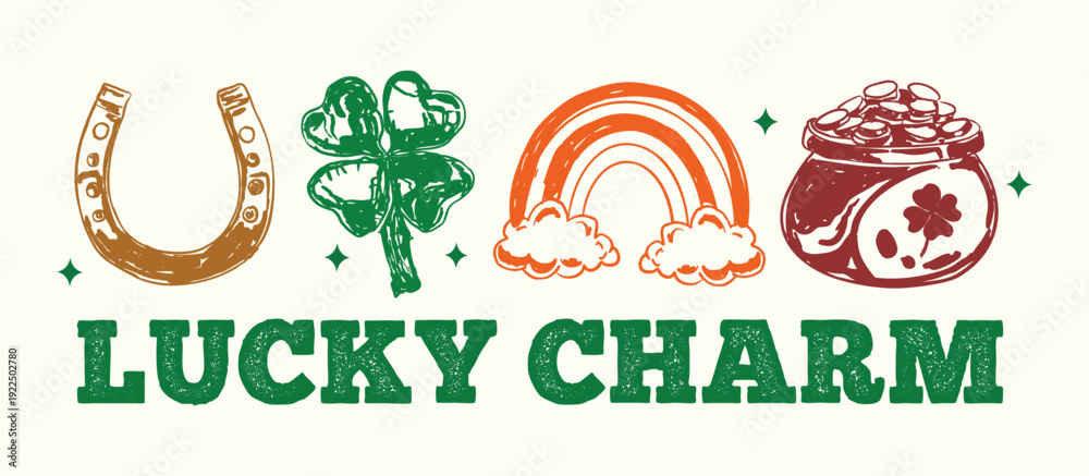 Fototapeta premium Lucky Charm Saint Patricks Day Retro Design