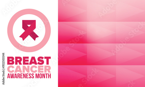 Breast Cancer Awareness Month. Pink october. Pink ribbon. Woman healthcare. Celebrate annual. Medic concept. Girl solidarity. Cancer prevention. Female disease. Poster, banner and background. Vector