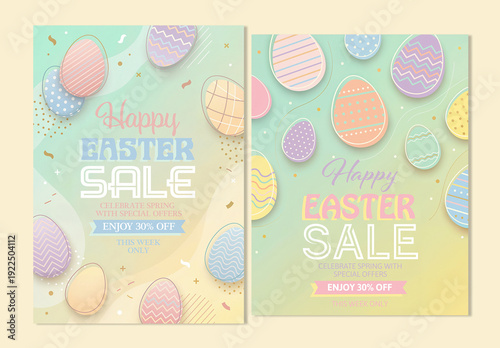 Modern Easter Sale Promo Flyer Layout Set