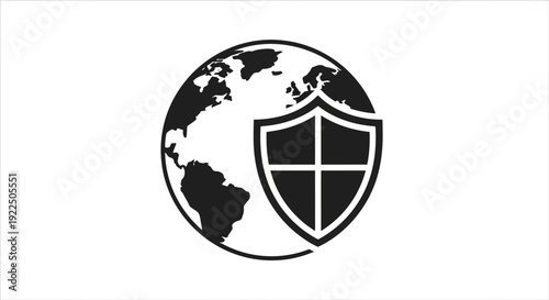 Global Security Protection Shield Icon.