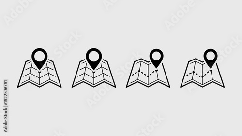 Route Guide Maps: A collection of simple route maps illustrates clear navigational tools and direction, perfect for journey planning and reaching destinations.