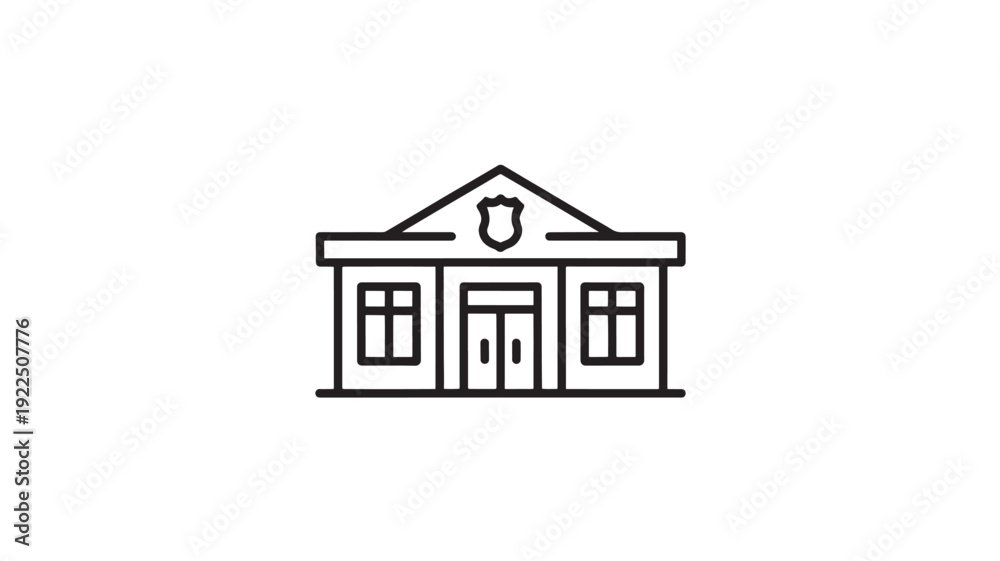 Fototapeta premium Simple Line Style Bank Building Vector Illustration For Financial And Banking Concepts