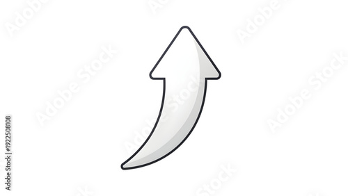 Upward Curved Arrow Icon Outline Style on White Background for Growth and Business Progress Concept Use