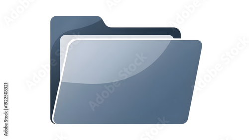 Blue File Folder Icon Illustration, Digital Document Storage and Office Organization Concept