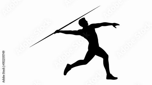 Silhouette of a Javelin Thrower: A silhouette captures the dynamic form of an athlete in mid-throw, a testament to strength, precision, and the art of athletic endeavor.