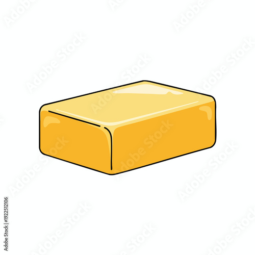 Golden Bar of Butter with Smooth Surface and Rich Texture